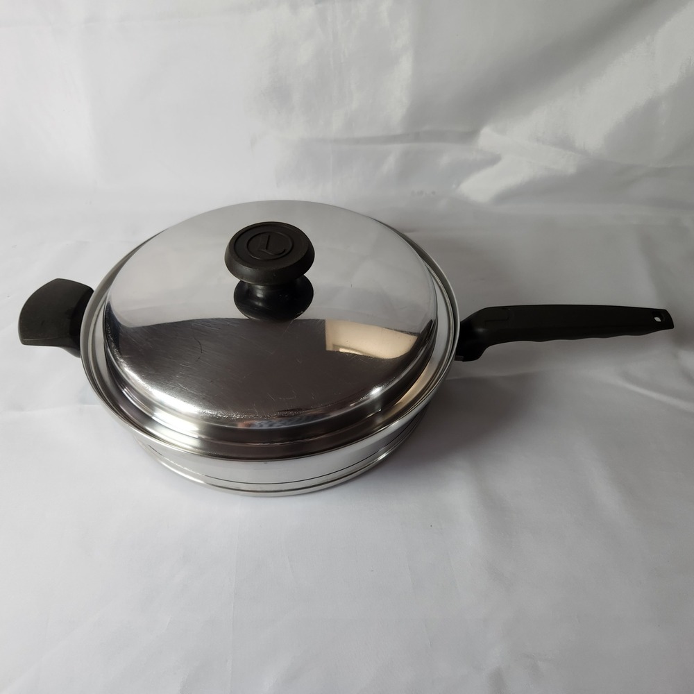 Vtg Lifetime T304-CC Stainless Steel 11" Skillet Fry Pan w/ Dome Lid Made in USA